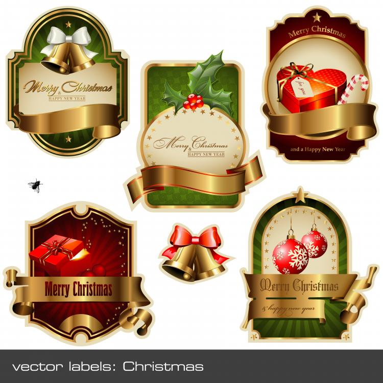 free vector Christmas vector labels vector